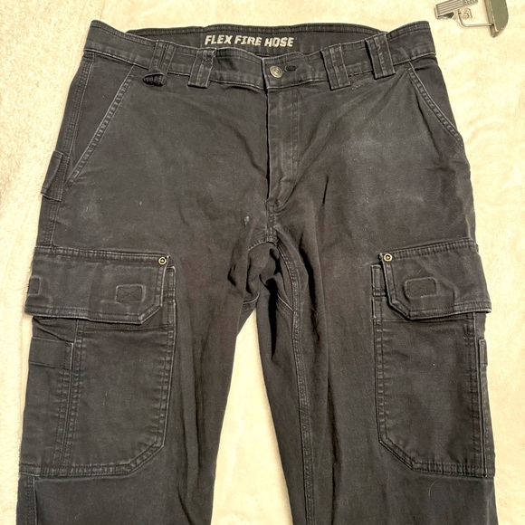 Duluth Trading Co Men’s Black Fire Hose Slim Fit Cargo Pants 36x32 Soft Black - Picture 9 of 14
